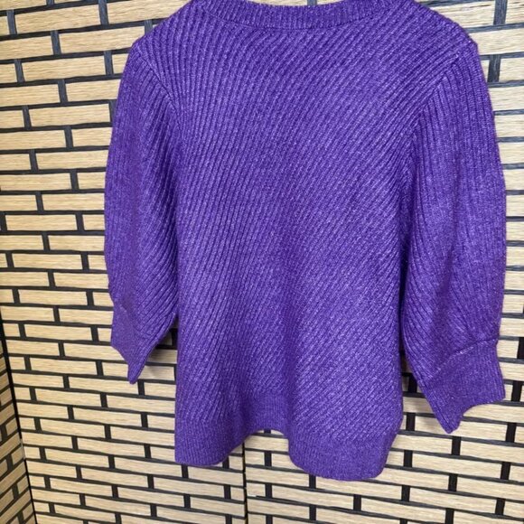 Liz Claiborne Purple Short Sleeve Sweater Size Large - Picture 2 of 7